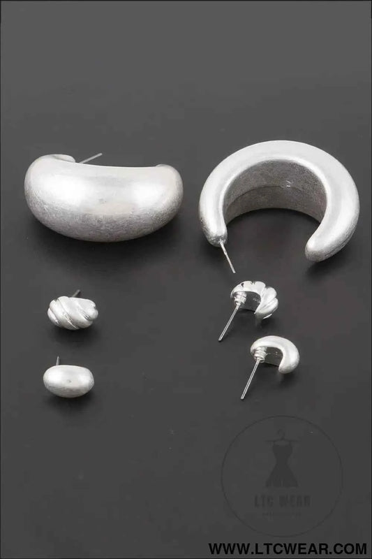 Textured Seashell Earrings Set