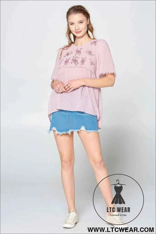 This Detailed Lace Trimmed Bubble Chiffon Blouse