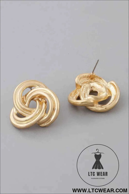 Triple Lined Knot Stud Earrings