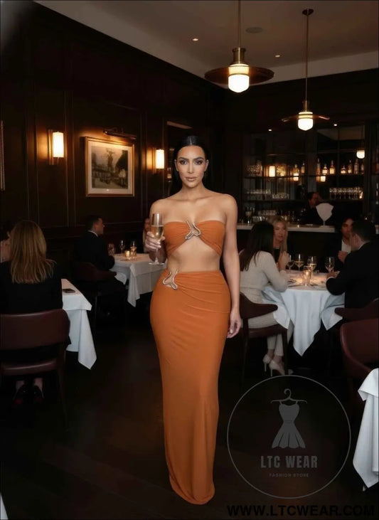Tube Top Trim Detail Skirt Set