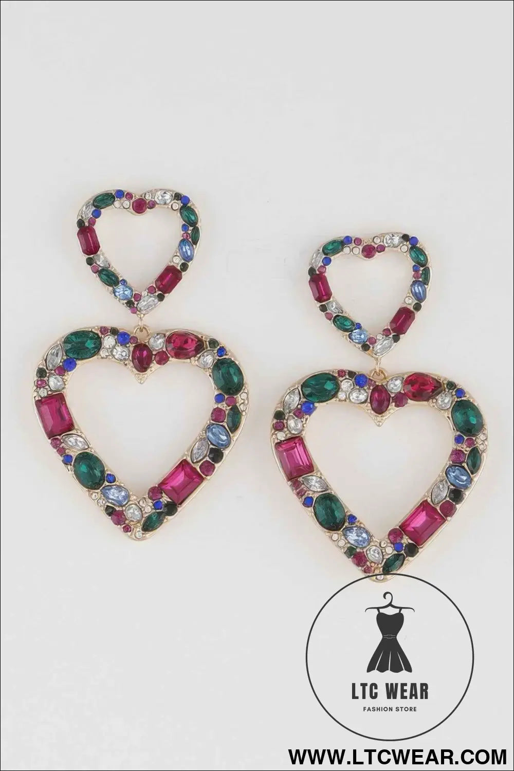Twin Crystal Heart Earrings