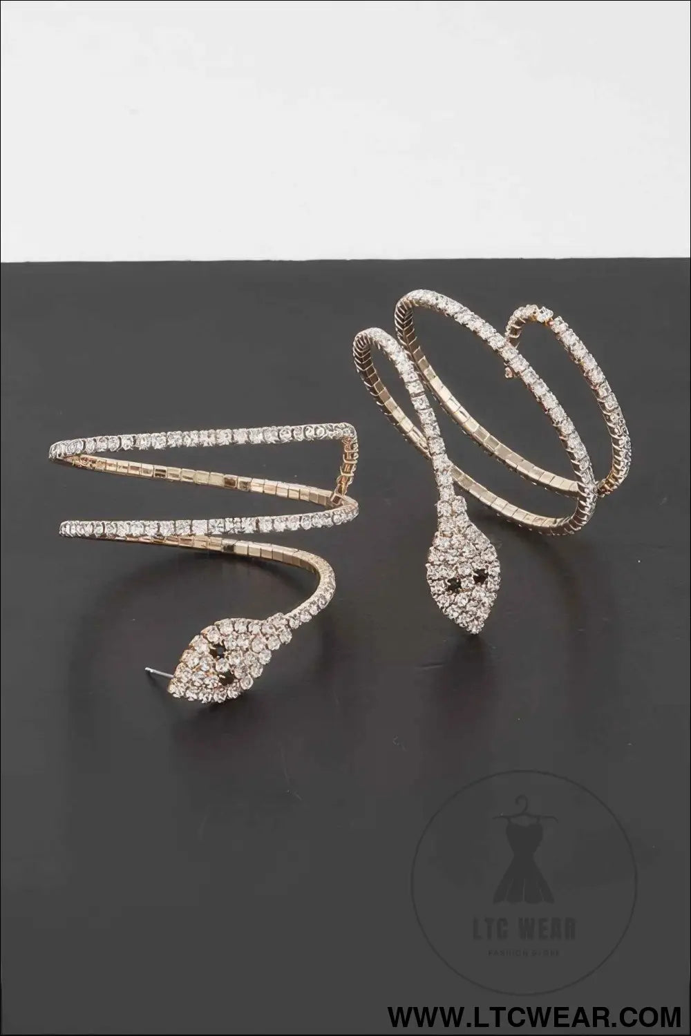 Twin Rhinestone Snake Earrings