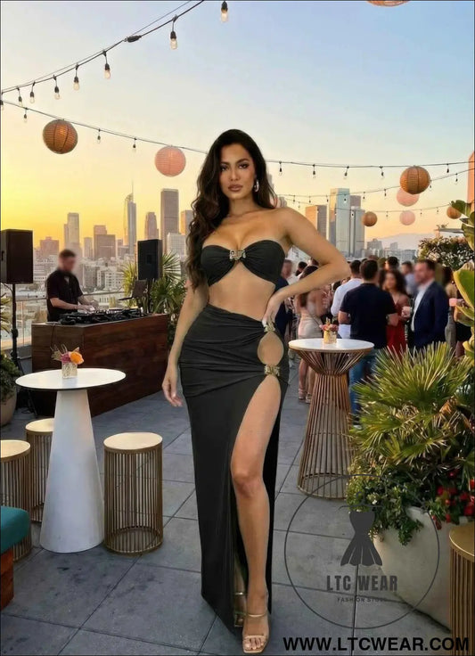 Two-piece Matching Skirt Set,bandeau-style