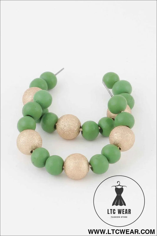 Two Toned Bead Hoop Earrings