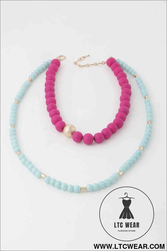 Two Toned Beaded Long Necklace