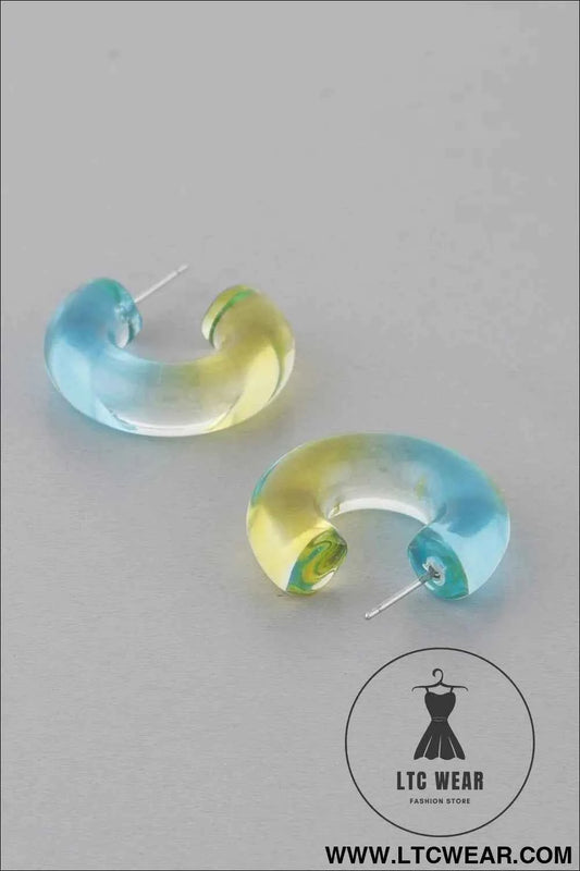 Two Toned Clear Hoop Earrings