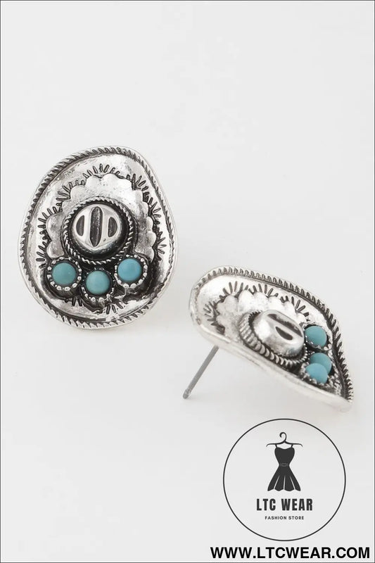 Vintage Stone Plate Earrings