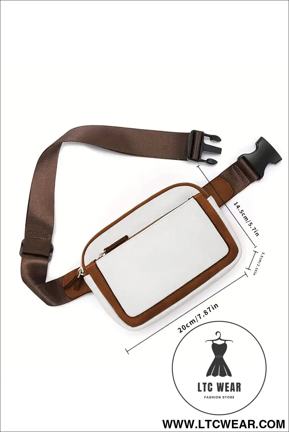 White Adjustable Strap Mini PU Leather Crossbody Bag - L.T.C Wear Online Fashion Store