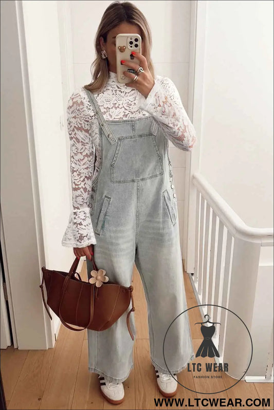 White Lace Crochet Bell Sleeve Mock Neck Blouse
