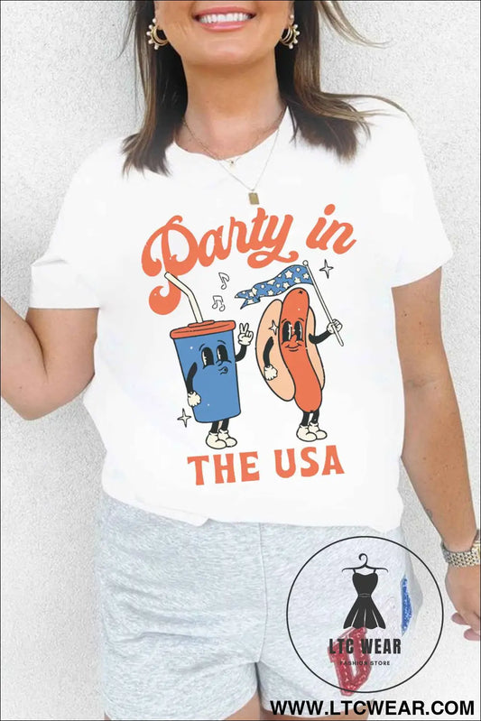 White Party In The USA Patriotic Graphic Tee