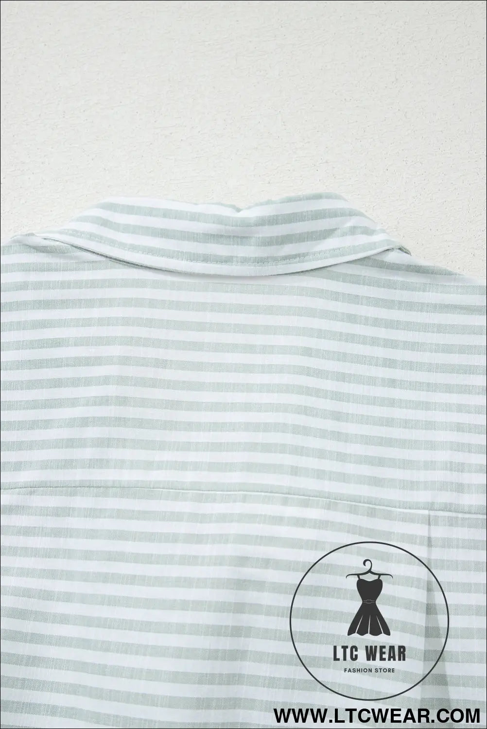 White Stripe Collared V Neck Chest Pocket Long Sleeve Beach Cover up - L.T.C Wear Online Fashion Store