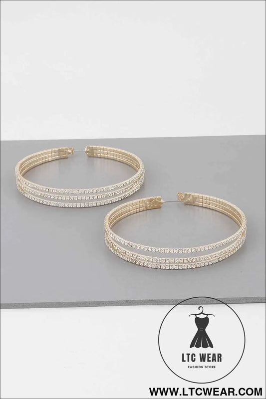Wide Triple Jewel Hoop Earrings