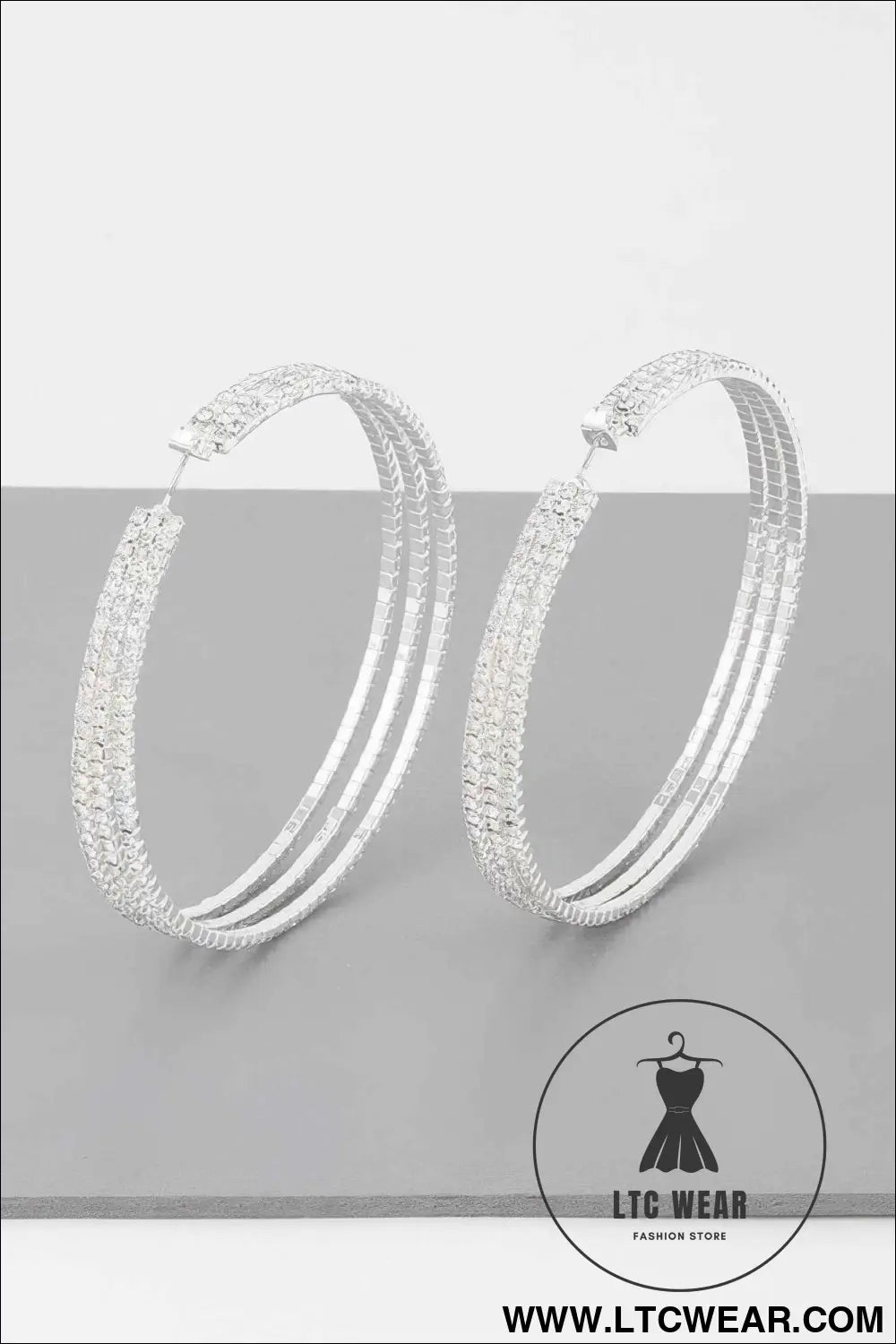Wide Triple Jewel Hoop Earrings