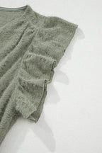Laurel Green Flutter Sleeve V Neck Shirt