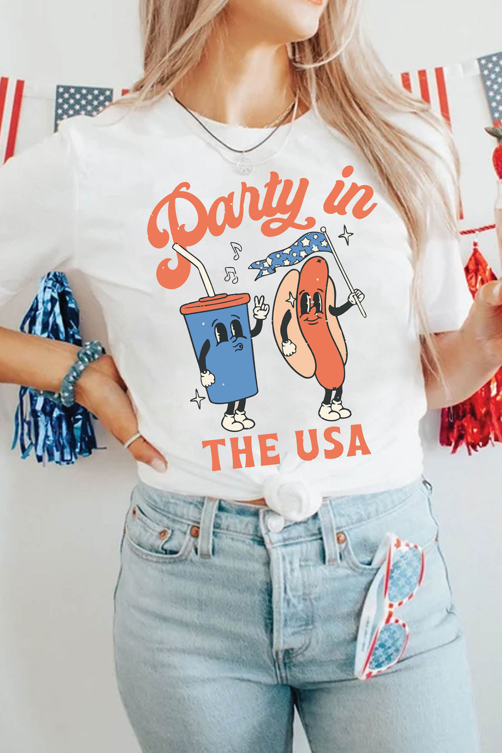 White Party In The USA Patriotic Graphic Tee