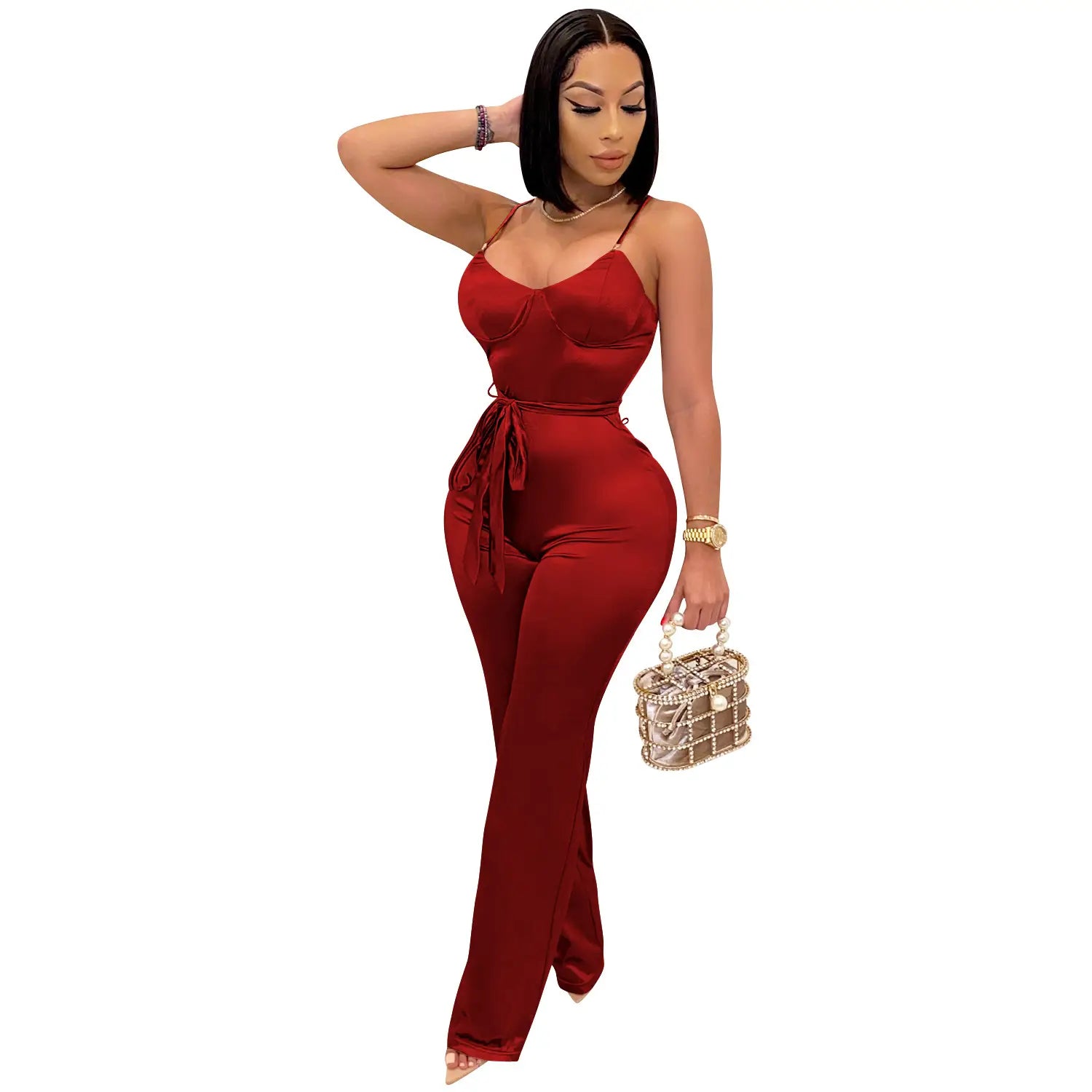 Fashionsexy jumpsuit straight leg pants casual elegant commute