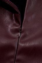 Wild Ginger  Faux Leather Sleeveless Round Neck Mini Dress