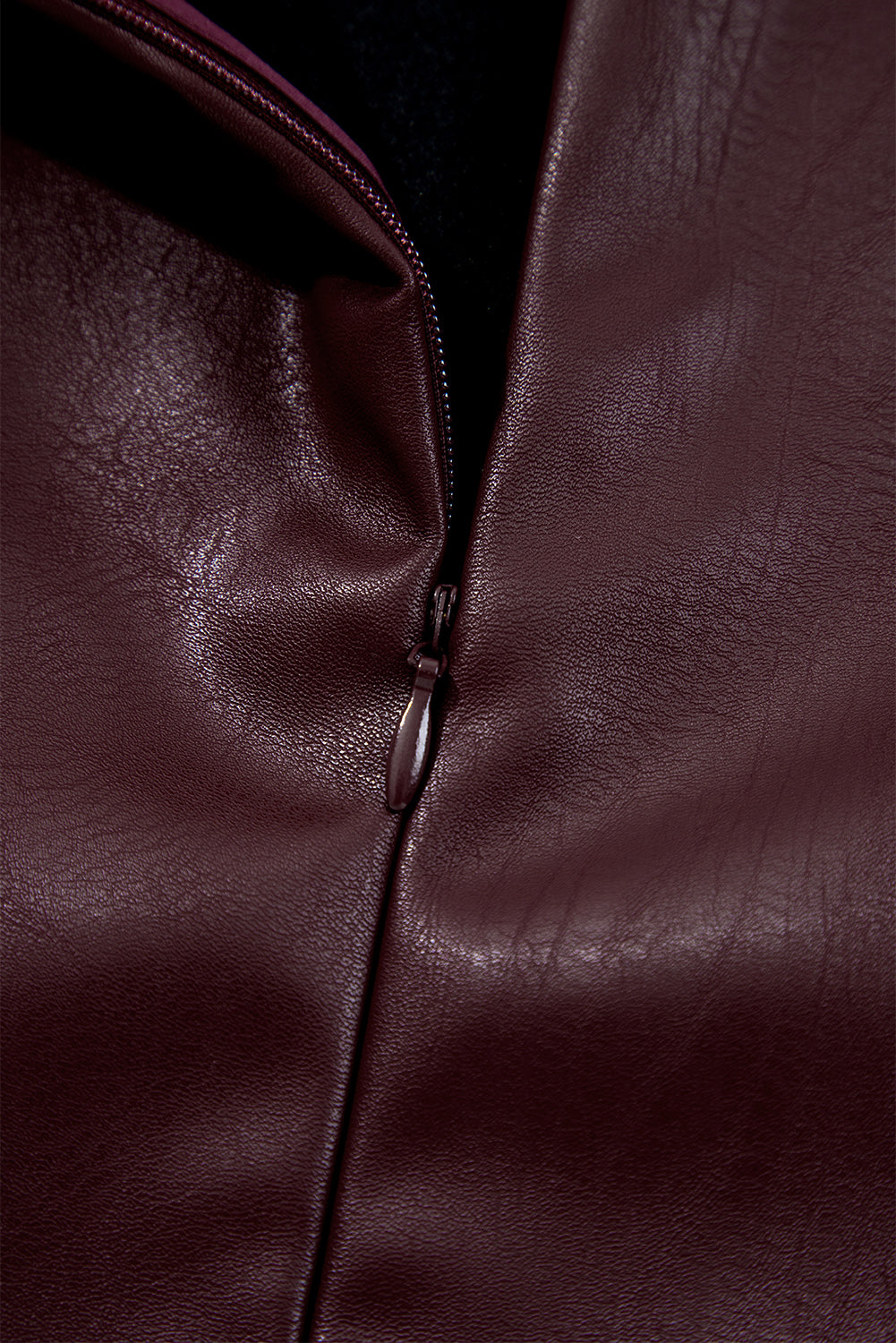 Wild Ginger  Faux Leather Sleeveless Round Neck Mini Dress