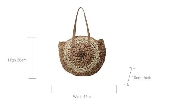Paper rope hollow out colorful round plate grass woven bag casual beach bag one shoulder fashionable woven bag