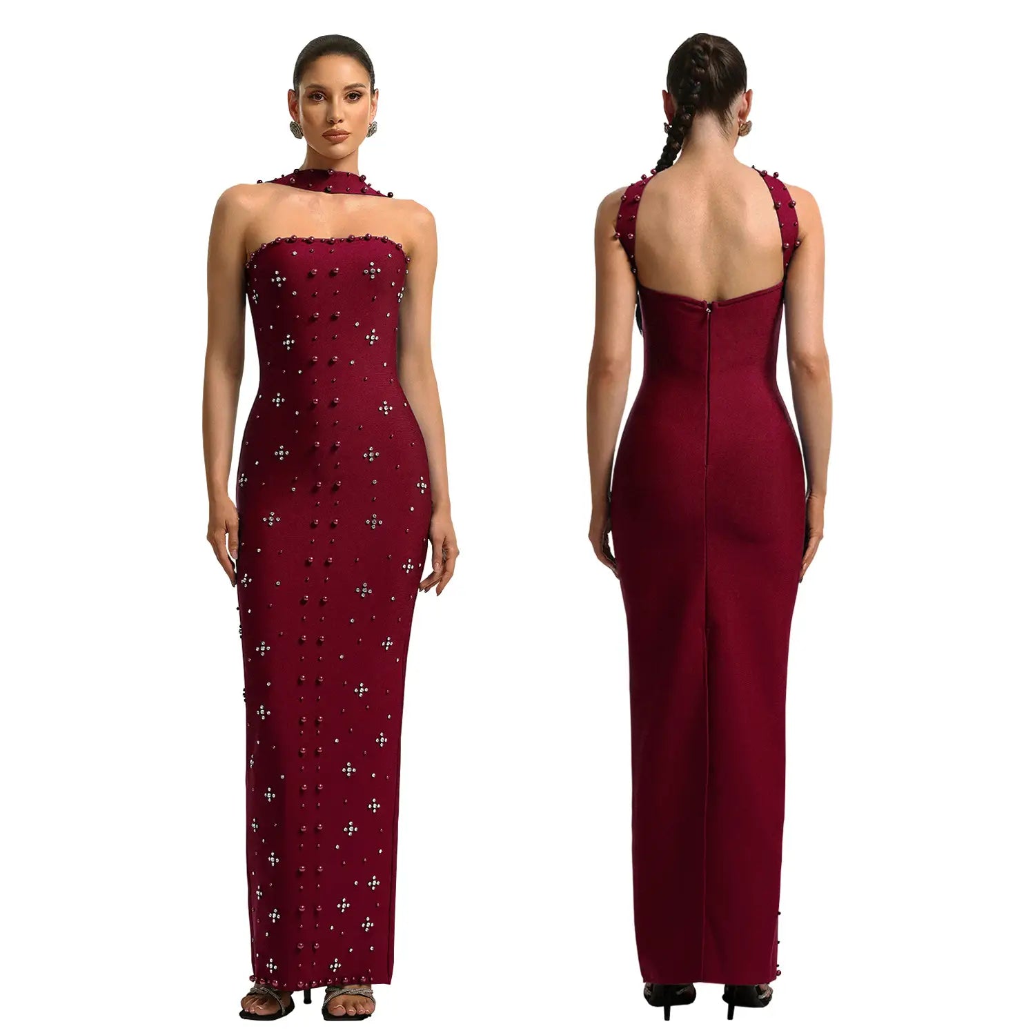 Elegant Embellished Bodycon Strapless Dress for Women