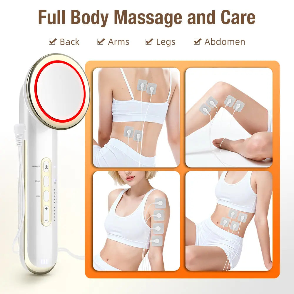 Ems body sculpting device with 5 modes rechargeable far infrared & ultrasonic fat burning slimming beauty instrument