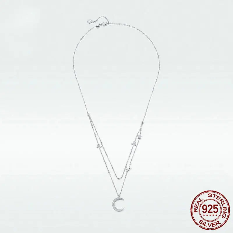 Starlight moon pure silver s925 plated necklace