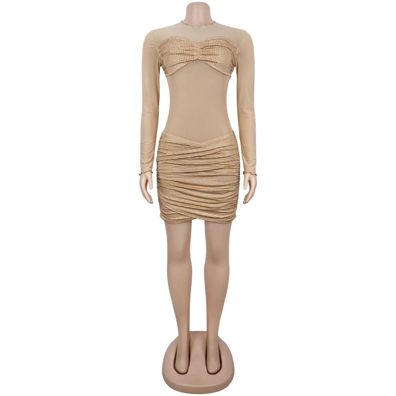 Fashion women’s sexy sheer mesh rhinestone dress mini skirt