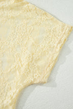 Yellow Cream Sheer Floral Lace Boxy Tee