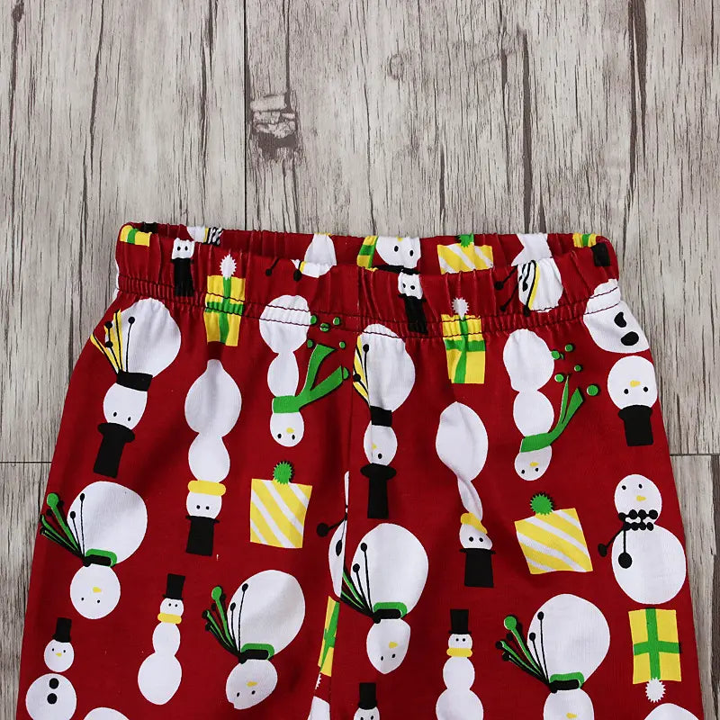 Daughter’s spring/autumn christmas collection long sleeve snowman two piece home clothes children’s set