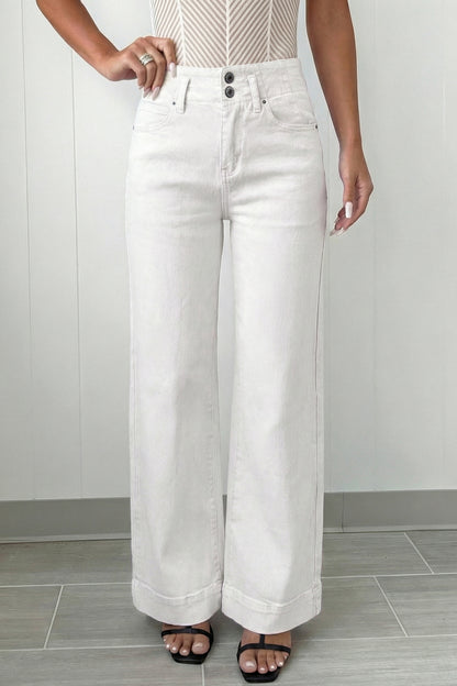 Bonbon 2-Button High Waist Wide Leg Jeans