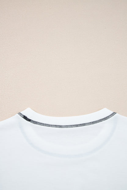 White Striped Colorblock Patchwork Oversized Sweatshirt