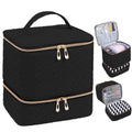 Quilted DualCompartment Makeup  Nail Polish Organizer Bag