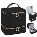 Quilted DualCompartment Makeup  Nail Polish Organizer Bag