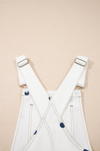 Jet Stream Polka Dot Print Bib Pocket Denim Barrel Overalls Jumpsuit
