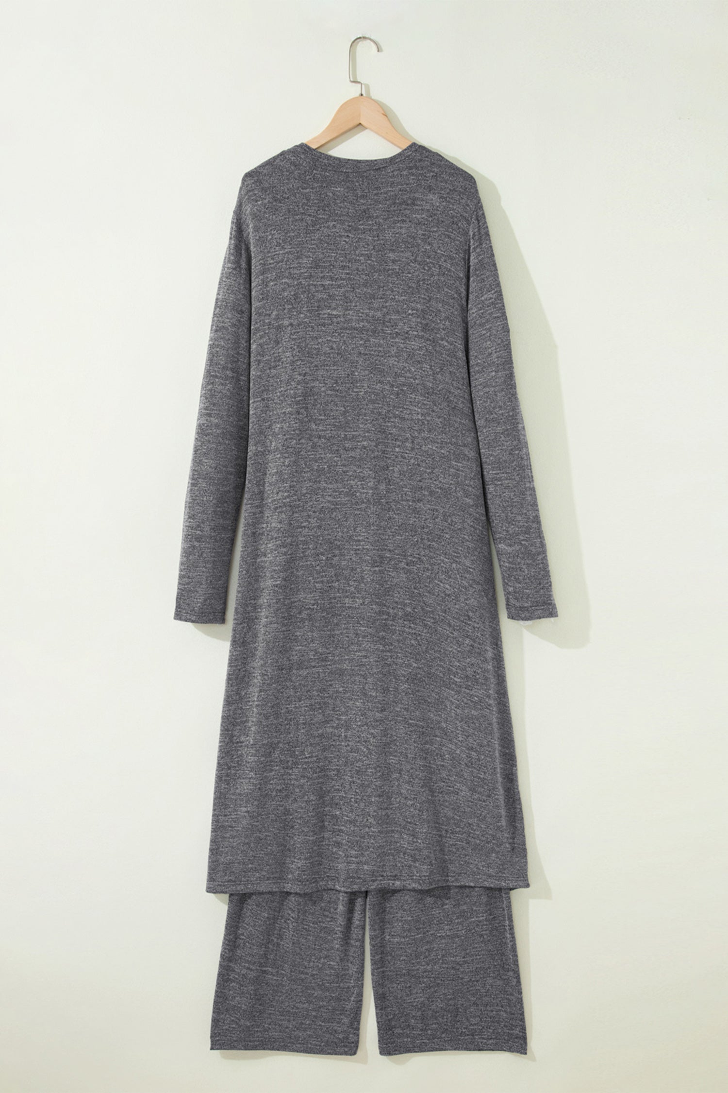 Delicacy 3pcs V Neck T Shirt Ribbon Knot Pants Open Duster 3pcs Lounge Set