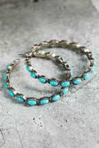Sky Blue Turquoise Big Circle C-shaped Earrings