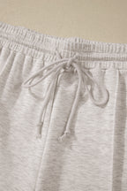 Light Grey Plus Size V Neck Polo Tee Drawstring Loose Pants 2pcs Set