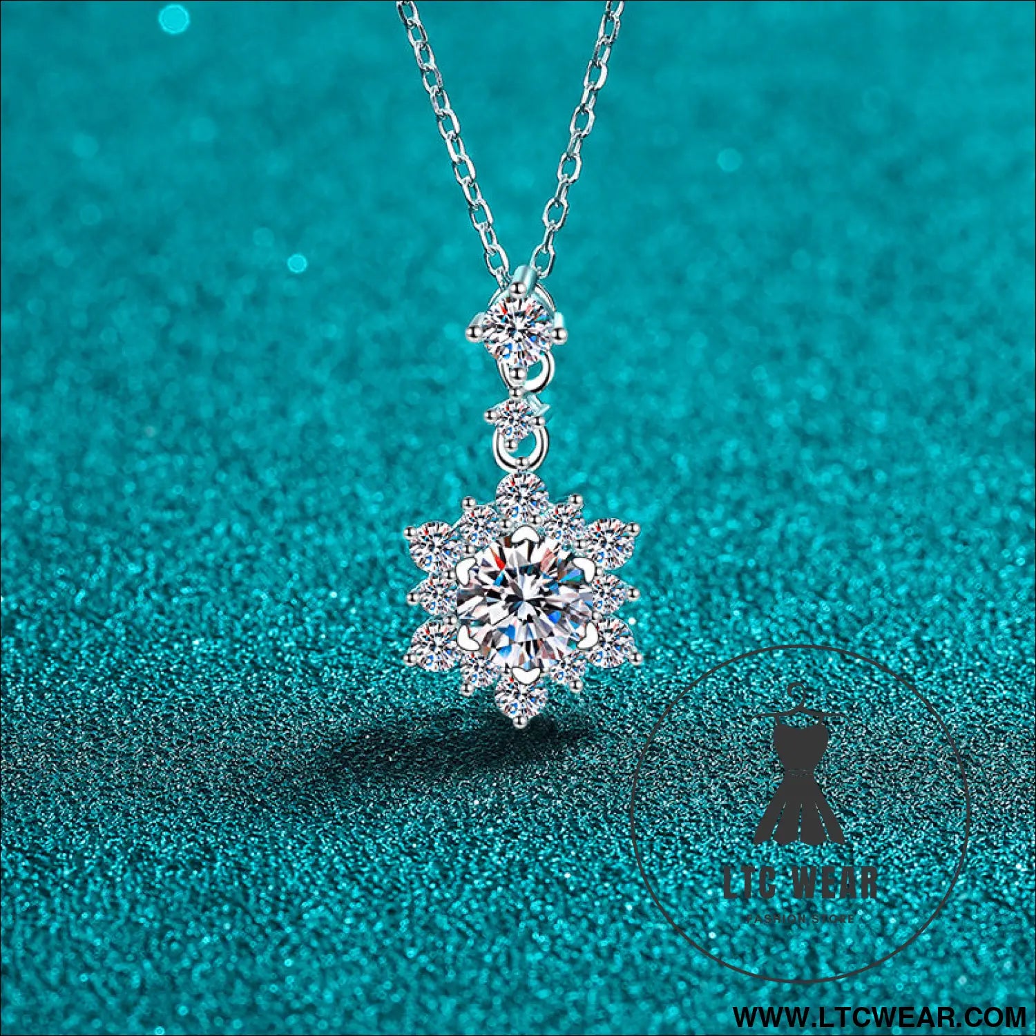 1 carat moissanite zircon 925 sterling silver necklace - silver / one size