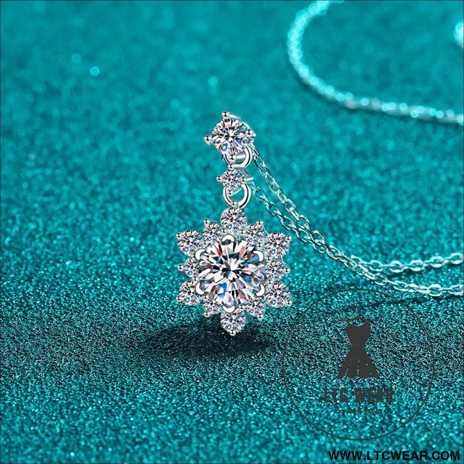 1 carat moissanite zircon 925 sterling silver necklace - silver / one size