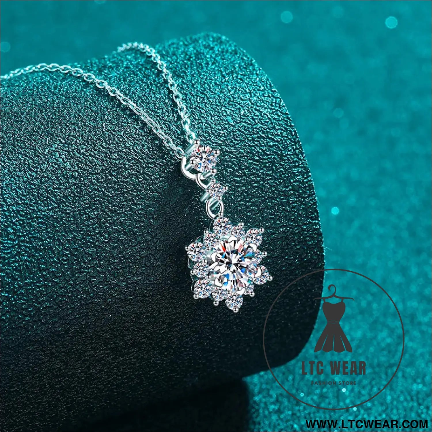 1 carat moissanite zircon 925 sterling silver necklace - silver / one size