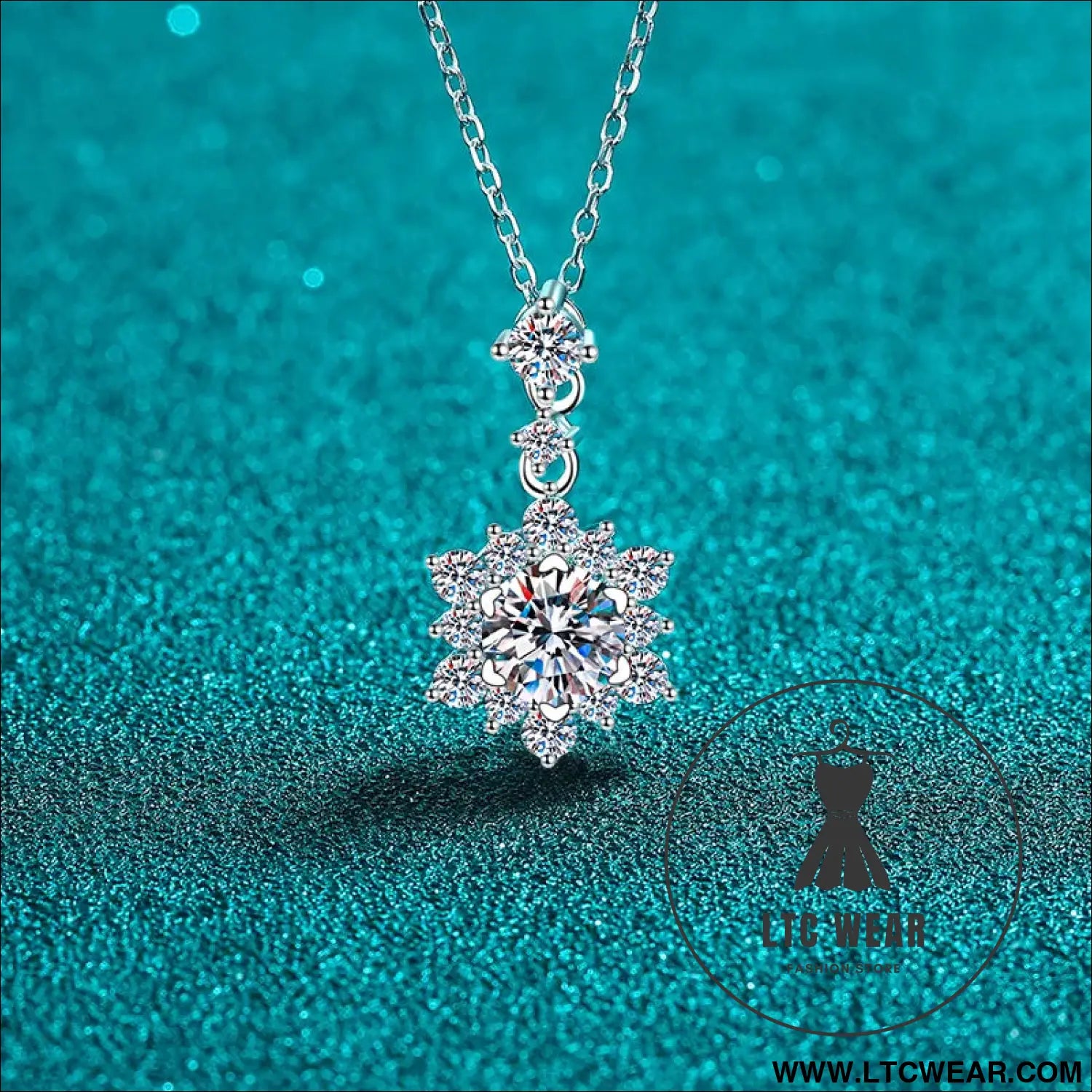 1 carat moissanite zircon 925 sterling silver necklace - silver / one size