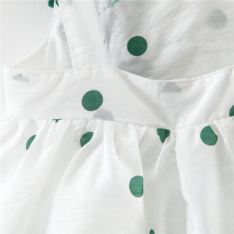 Summer girls dot strap dress baby sleeveless princess dress beach skirt free hat