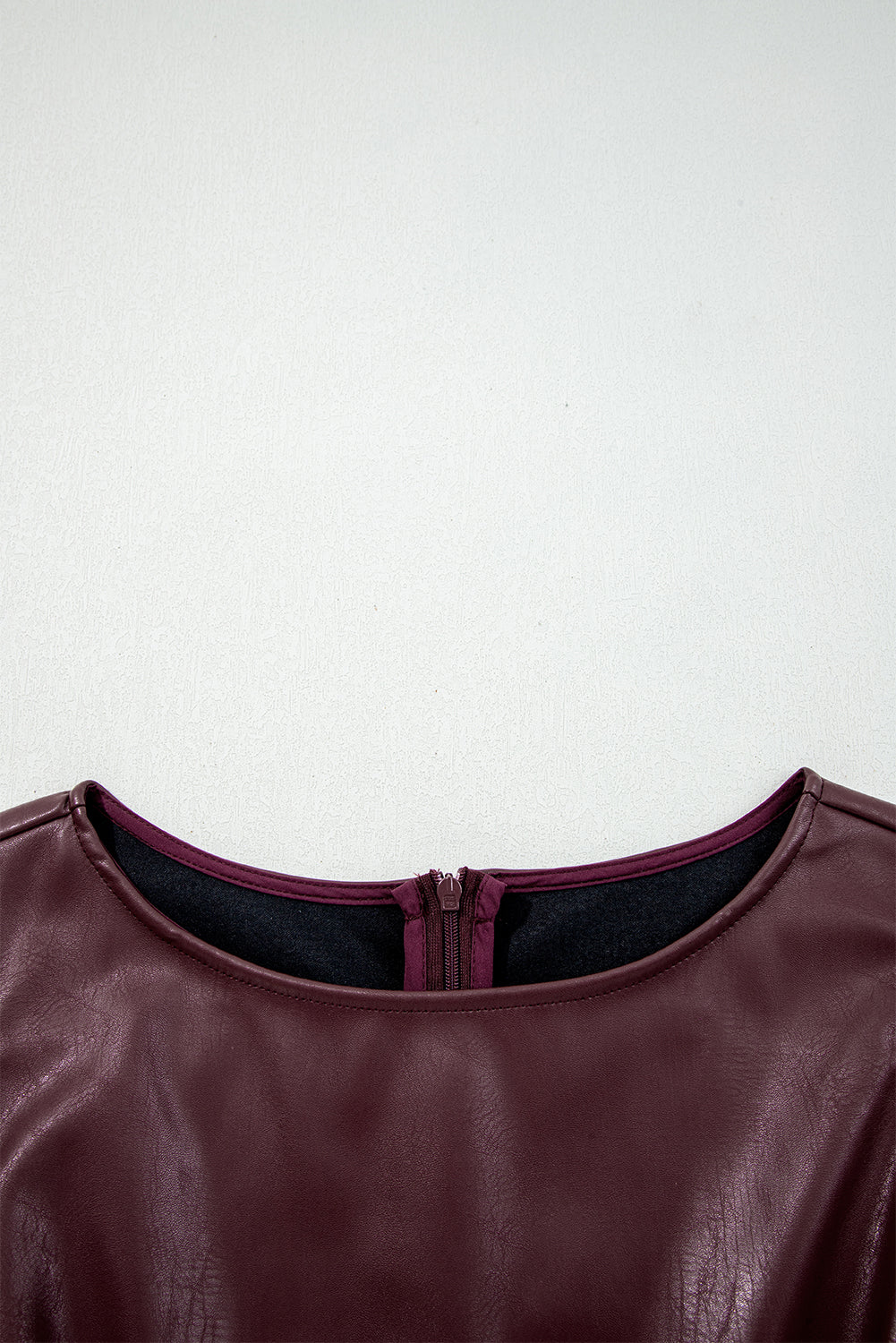 Wild Ginger  Faux Leather Sleeveless Round Neck Mini Dress