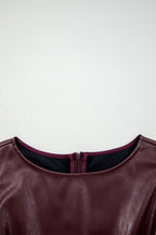 Wild Ginger  Faux Leather Sleeveless Round Neck Mini Dress
