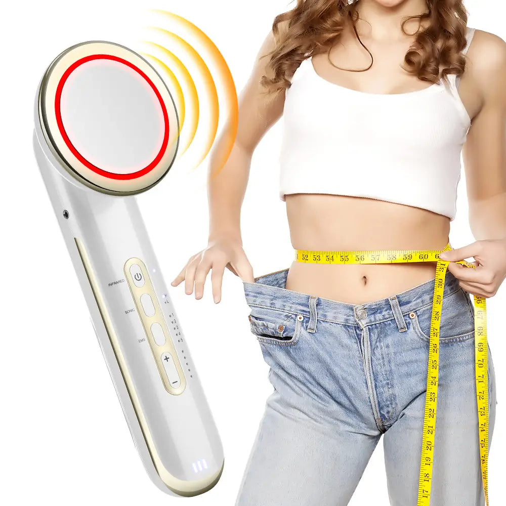 Ems body sculpting device with 5 modes rechargeable far infrared & ultrasonic fat burning slimming beauty instrument