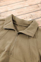 Phalaenopsis Zip Up Stand Collar Ribbed Thumbhole Sleeve Sweatshirt