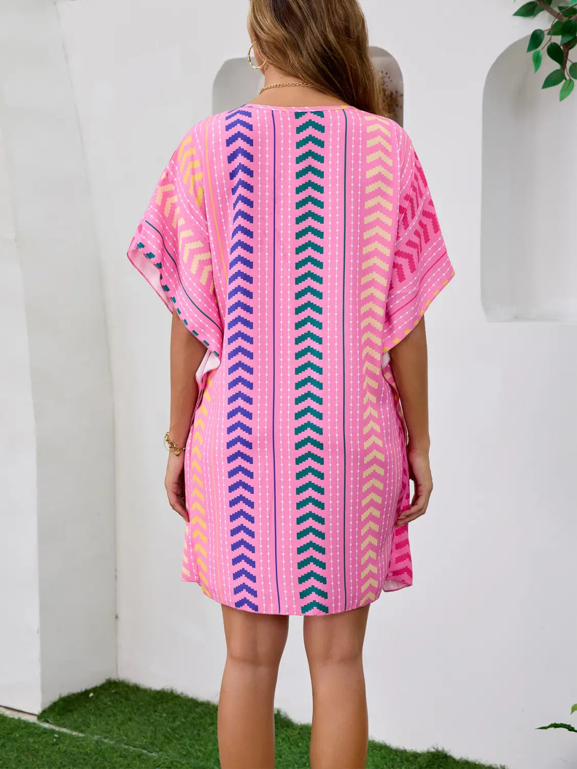 Bohemian Vacation Style Printed Sweet Dress V-Neck Kaftan
