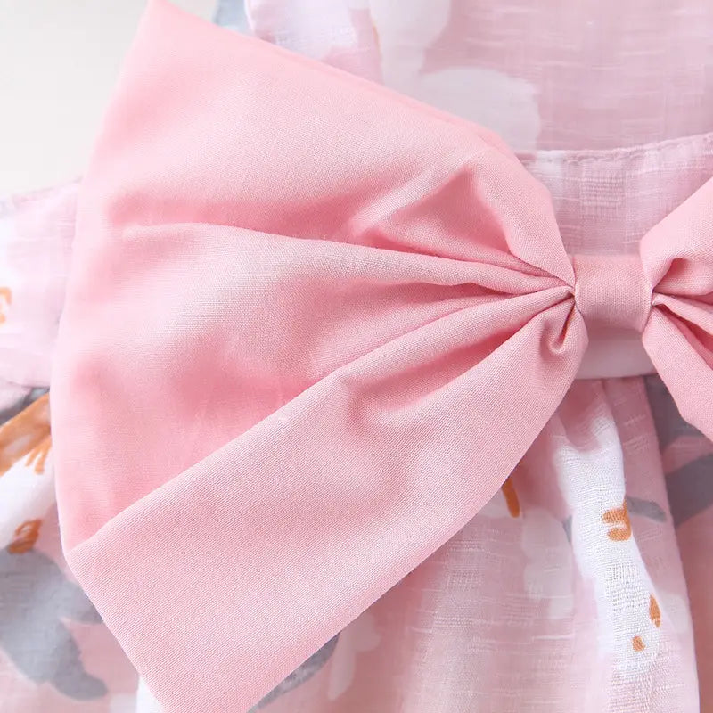 Summer new baby girl flower suspender skirt to send straw hat infant children european and american children’s skirt