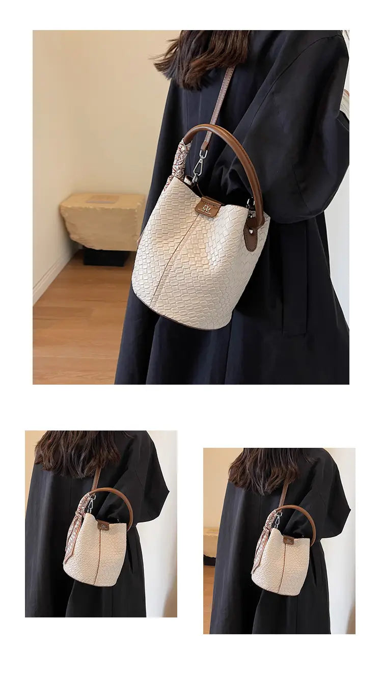 Handbag shoulder bag woven bucket bag