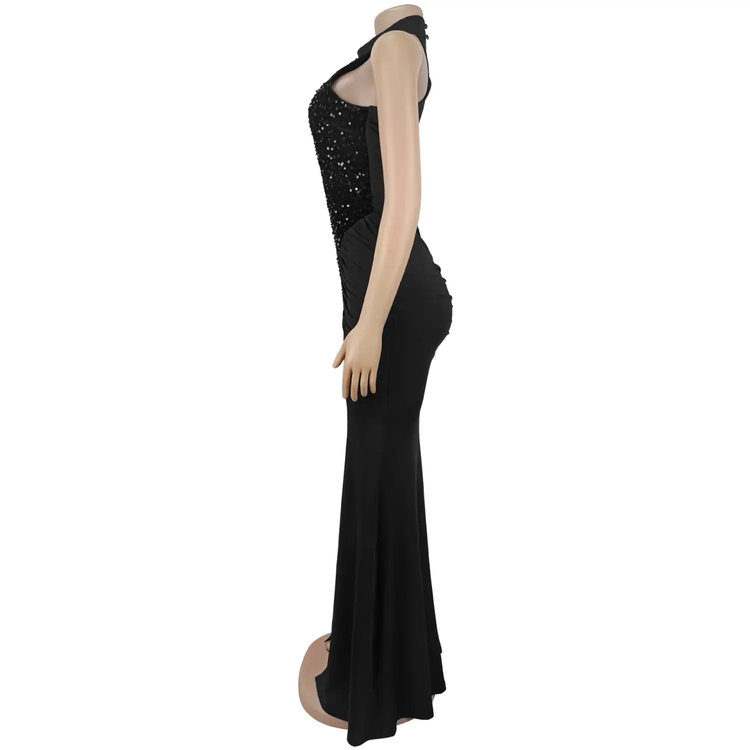 Fashion women’s sexy fitted sequin velvet split dress